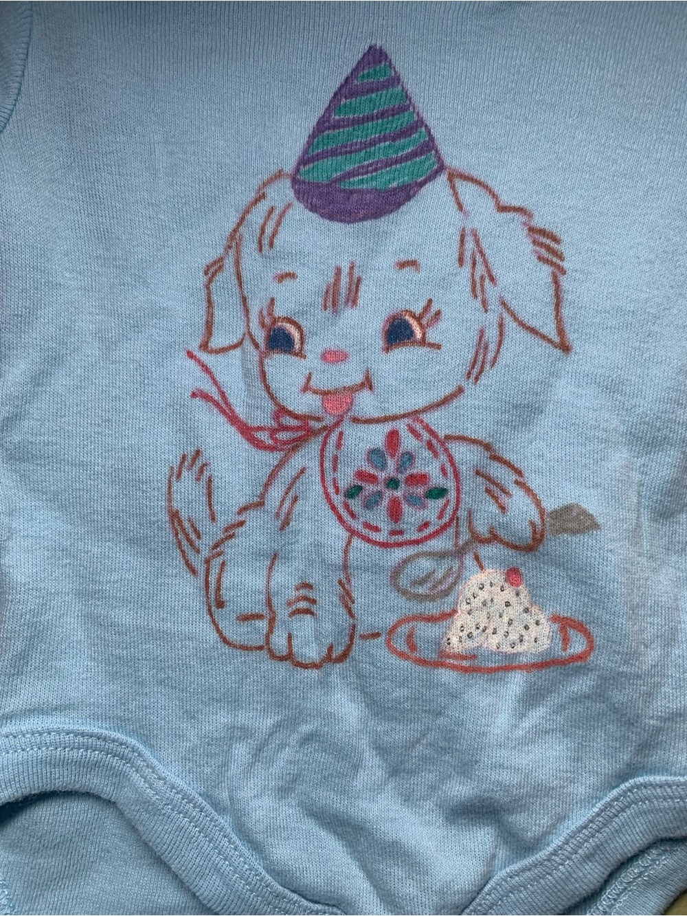 Starting Out Light Blue Baby Onesie with Hand-painted Puppy
